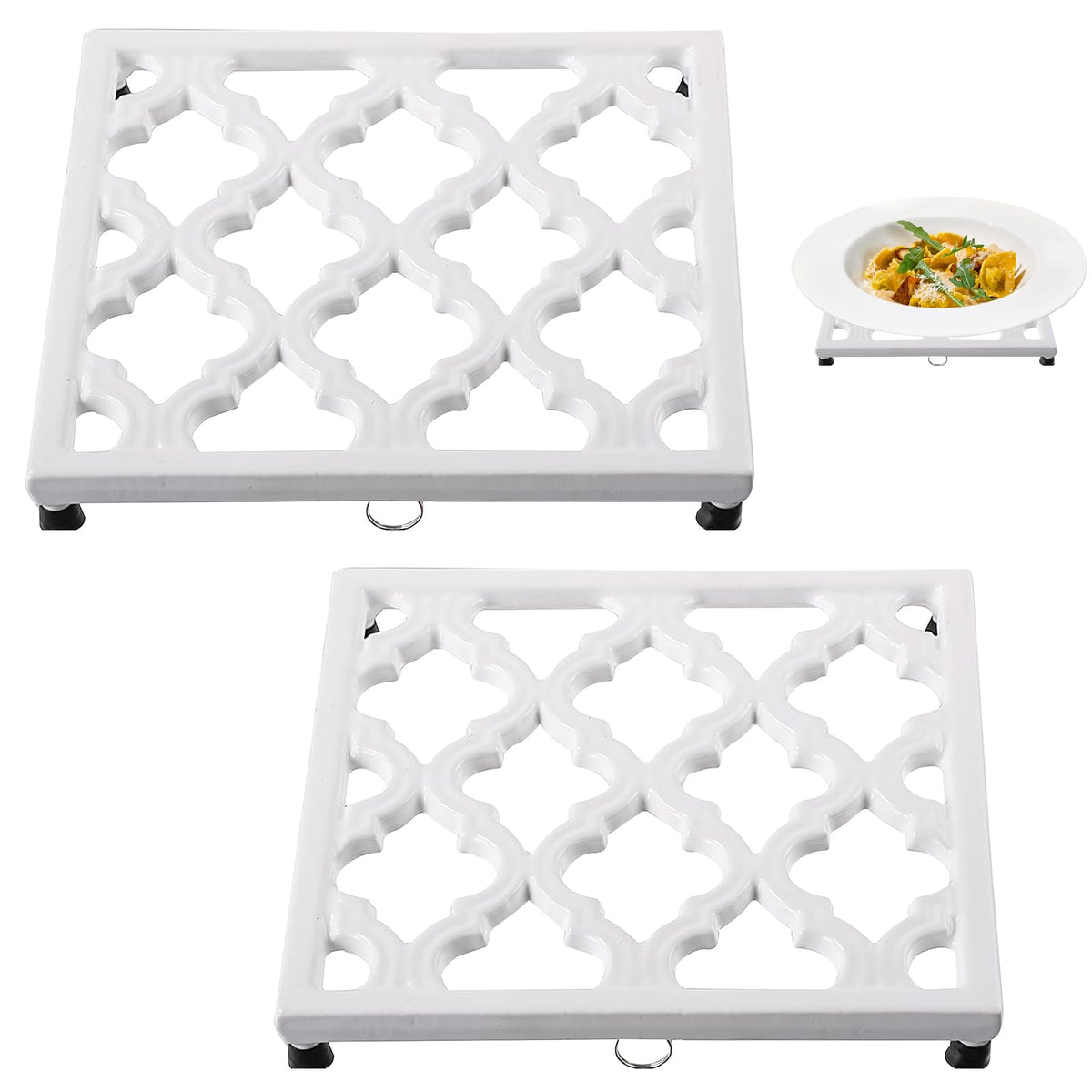 JOGREFUL Cast Iron Trivets, Kitchen Pot Heat Resistant Mats Gray, 2 Pack