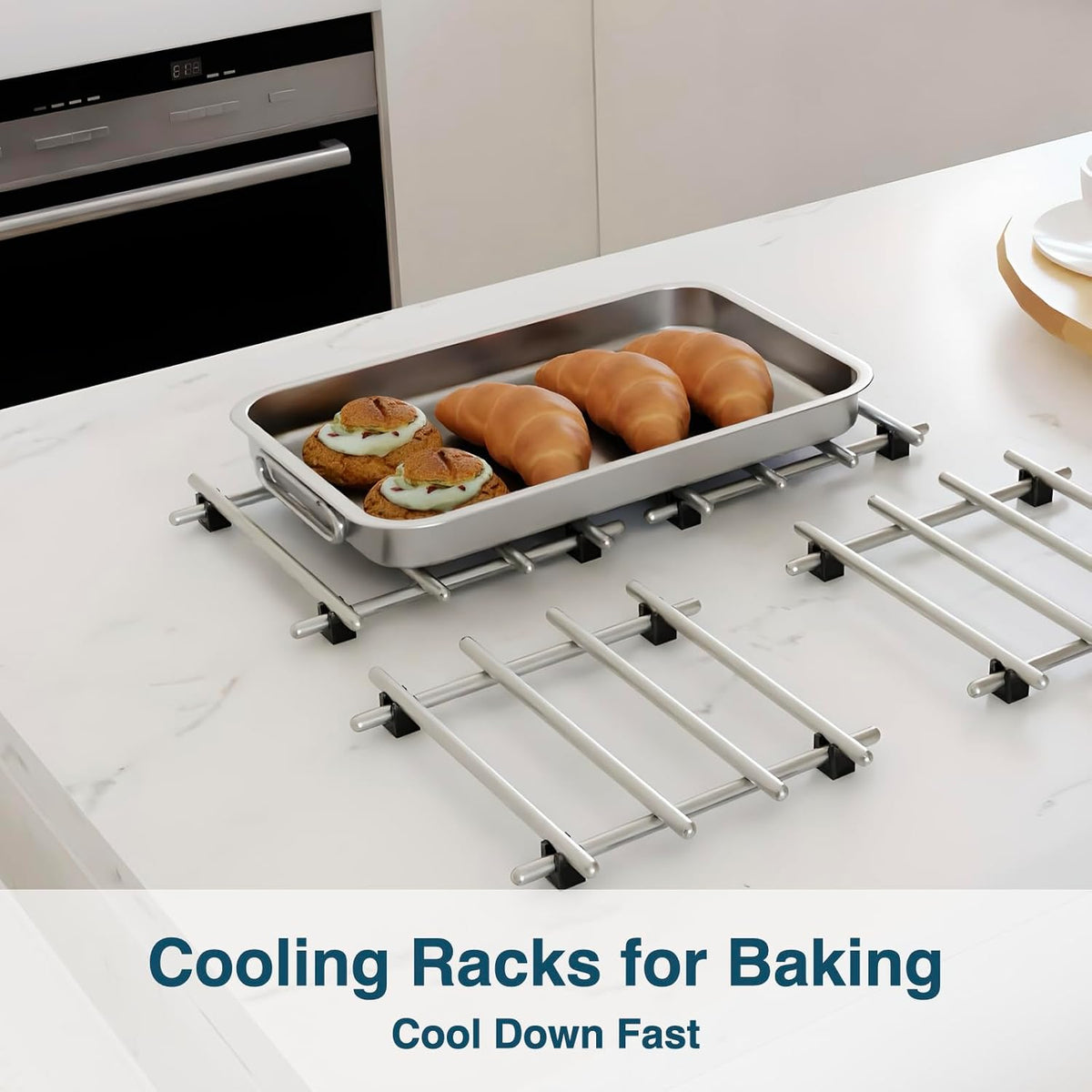4Pcs Stainless Steel Trivet for Hot Dishes, Lightweight Metal Trivets for Hot Pots and Pans, Metal Cooling Rack, Mini Heat Resistant Mats for Countertop Cooling, Cooking Baking Pans Holder, 7"x7"