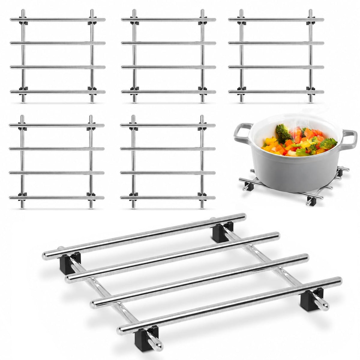Metal Trivets for Hot Dishes 2 Pcs, Stainless Steel Trivet, 7 x 7 in