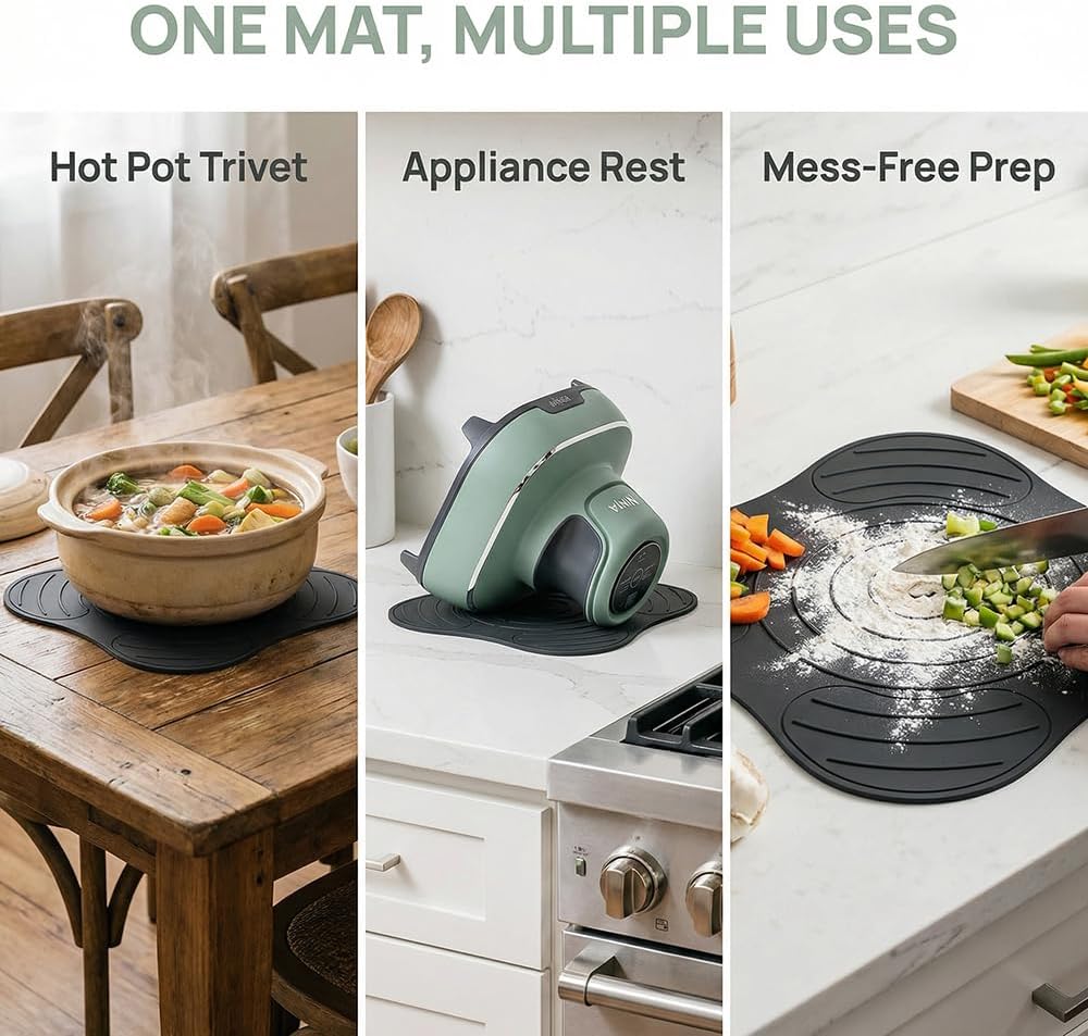 2 Pack Silicone Trivet for Hot Air Fryer, Heat-Resistant Pot Lid Mat