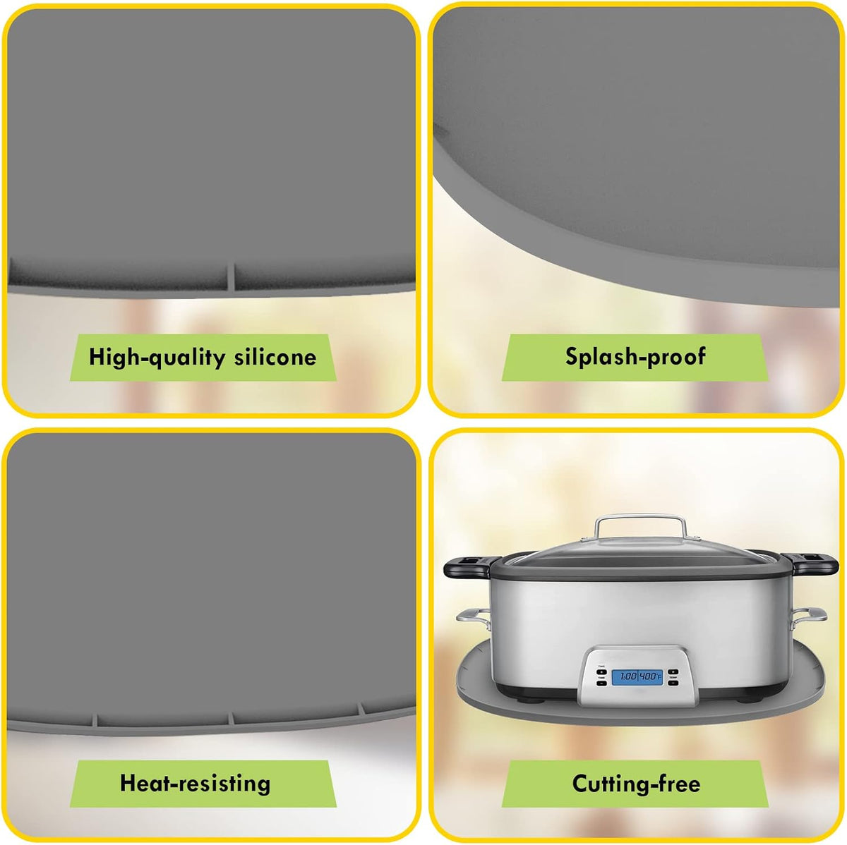 Heat Resistant Mat for 6-8 Quart Slow Cooker, Silicone Trivet