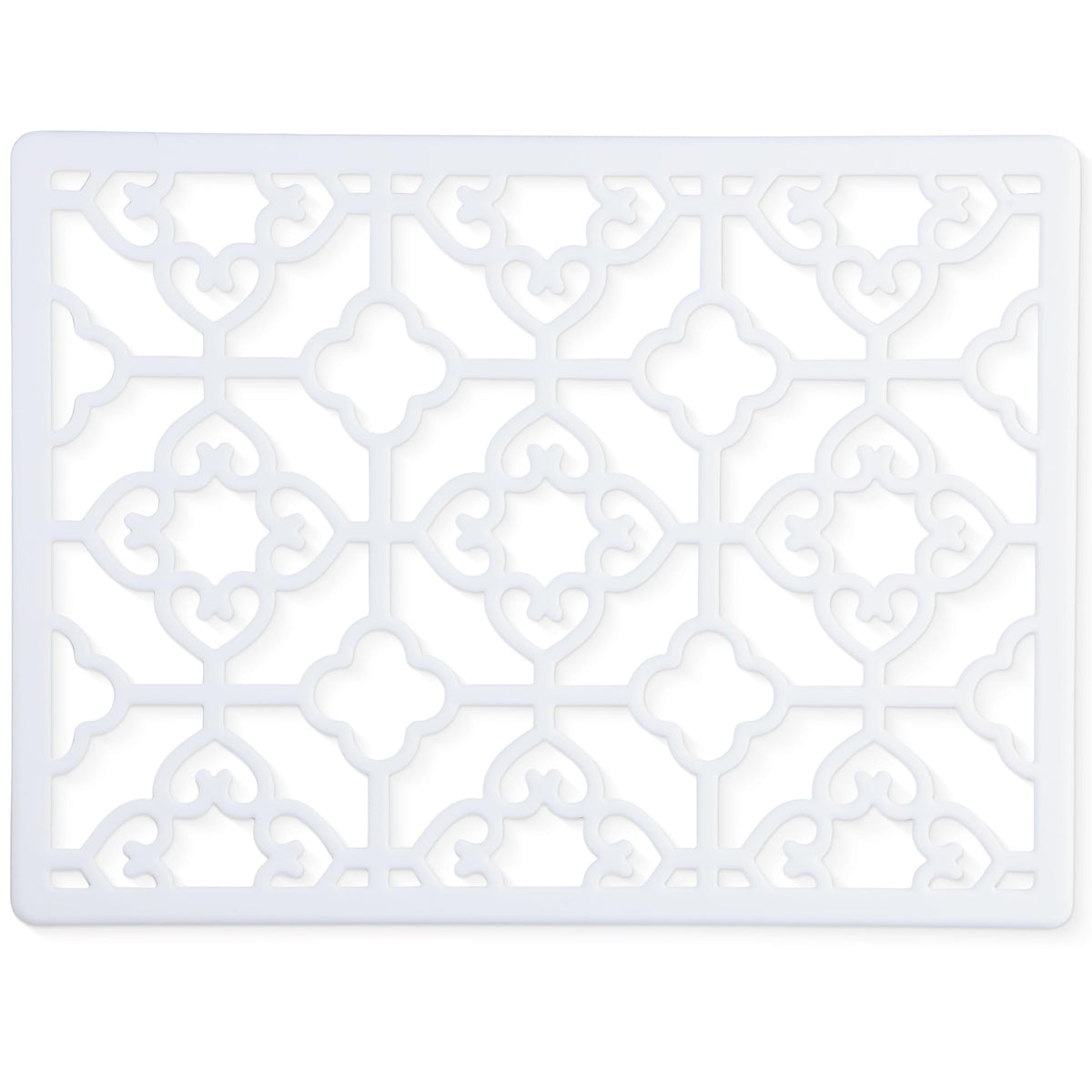 GASARÉ, Extra Large, Thick, Silicone Trivet for Hot Dishes, Pots, and Pans, Heat Resistant Mat for Countertop, Hot Pad for Kitchen, Easy to Clean, 16 x 12 x 3/8 Inches, (White, Geometric)