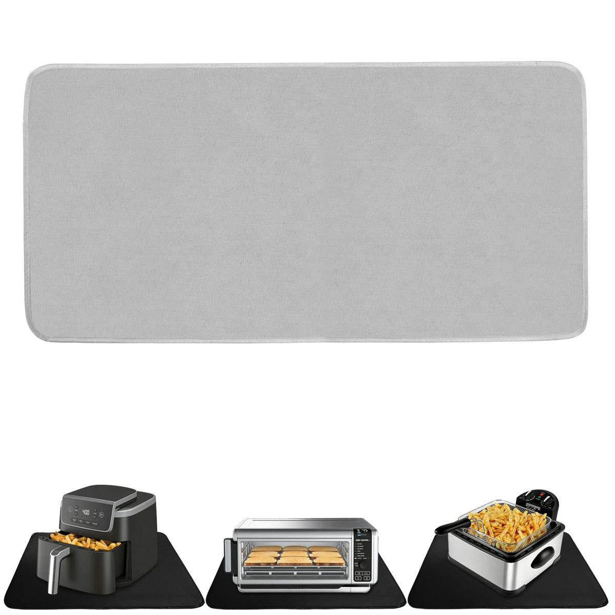 TOHONFOO Heat Resistant Mats for Countertop & Air Fryer, 18x15 in, Gray