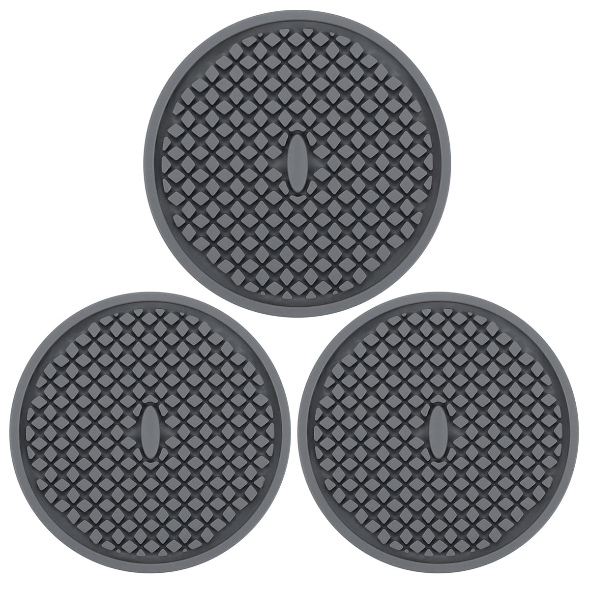 2 Pack Silicone Coasters for Drinks, Round Black Coaster with Deep Tray Grooved Design Cup Mat, Washable Heat Resistant Durable Non-Slip Coasters for Coffee Table Wooden Desk Kitchen Bar