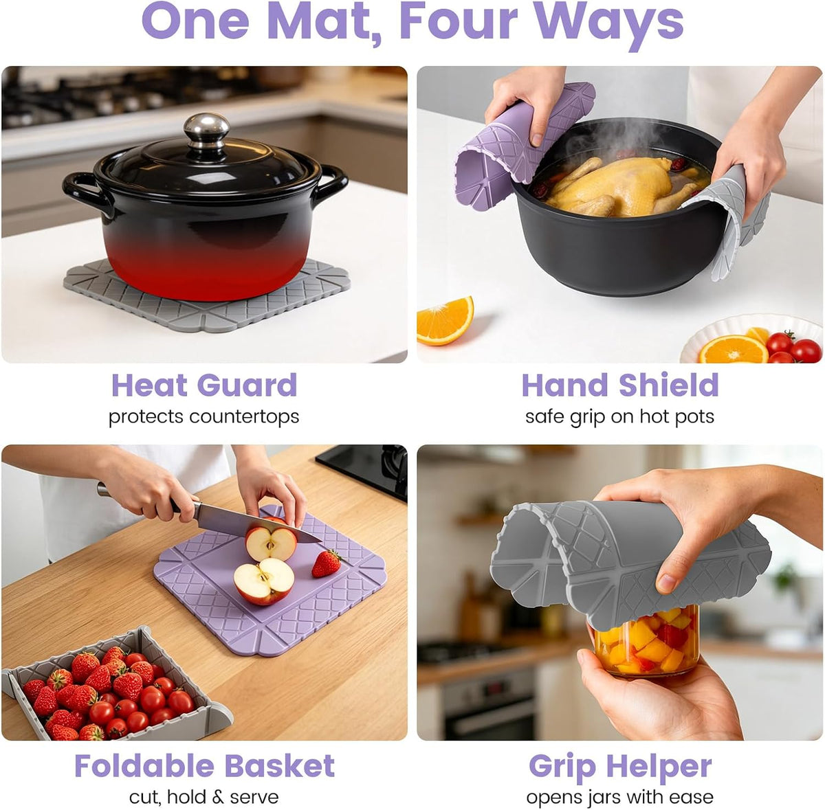 2 Pack Silicone Trivet for Hot Pot Magnetic Heat Resistant Counter Mats