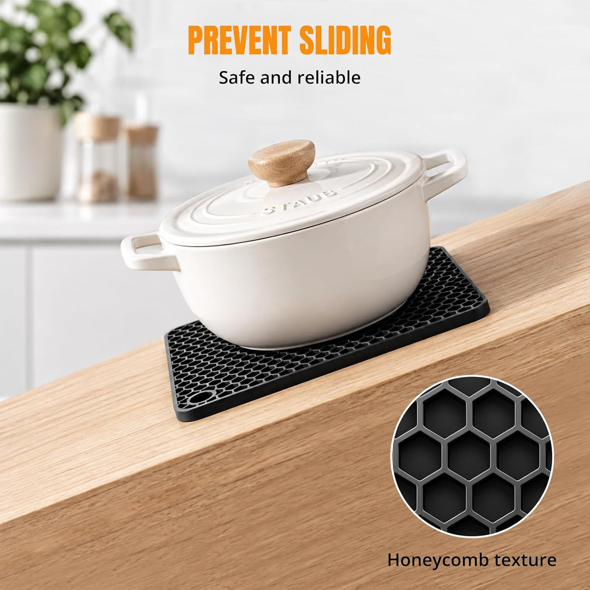 NileHome Silicone Trivet Mats - 4 Heat Resistant Hot Pads,Black