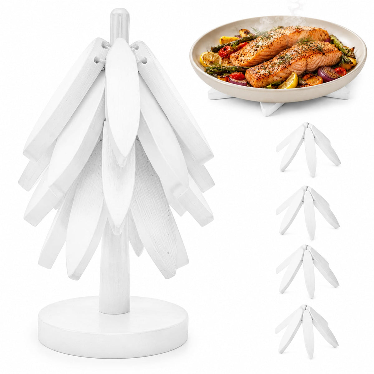 Tree Shaped Wooden Trivets for Hot Dishes, Pots & Pans - Hot Pads