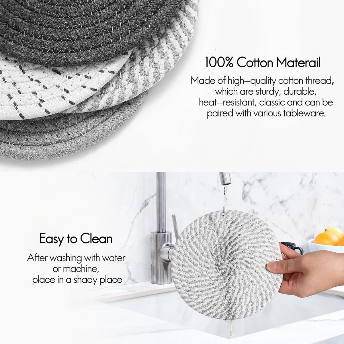 7" Trivets for Hot Dishes, Hot pots and Pans, 4 Pcs Pot Holders for Kitchen,Heat Resistant Hot Holders are Used to Protect Your Furniture and Tables, Professional Home Essentials