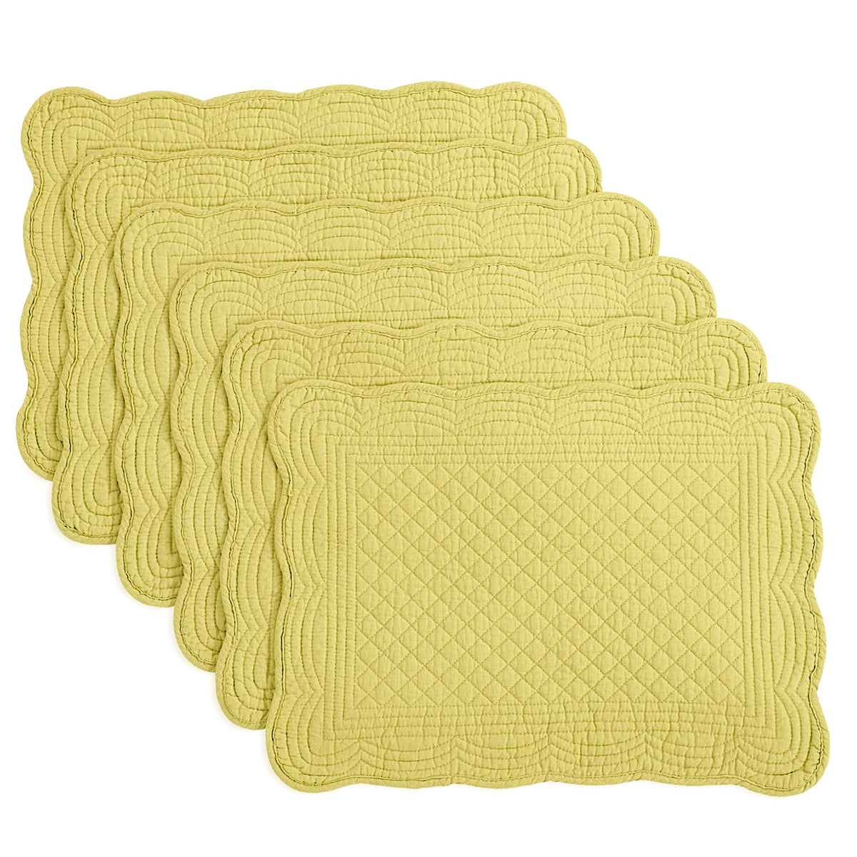 HOMBYS Quilted Placemats Set of 6 Washable-13x18 inches Rectangular Placemats for Kitchen Table-100% Cotton Fabric Rectangular Table Mats, (Sapphire Blue)