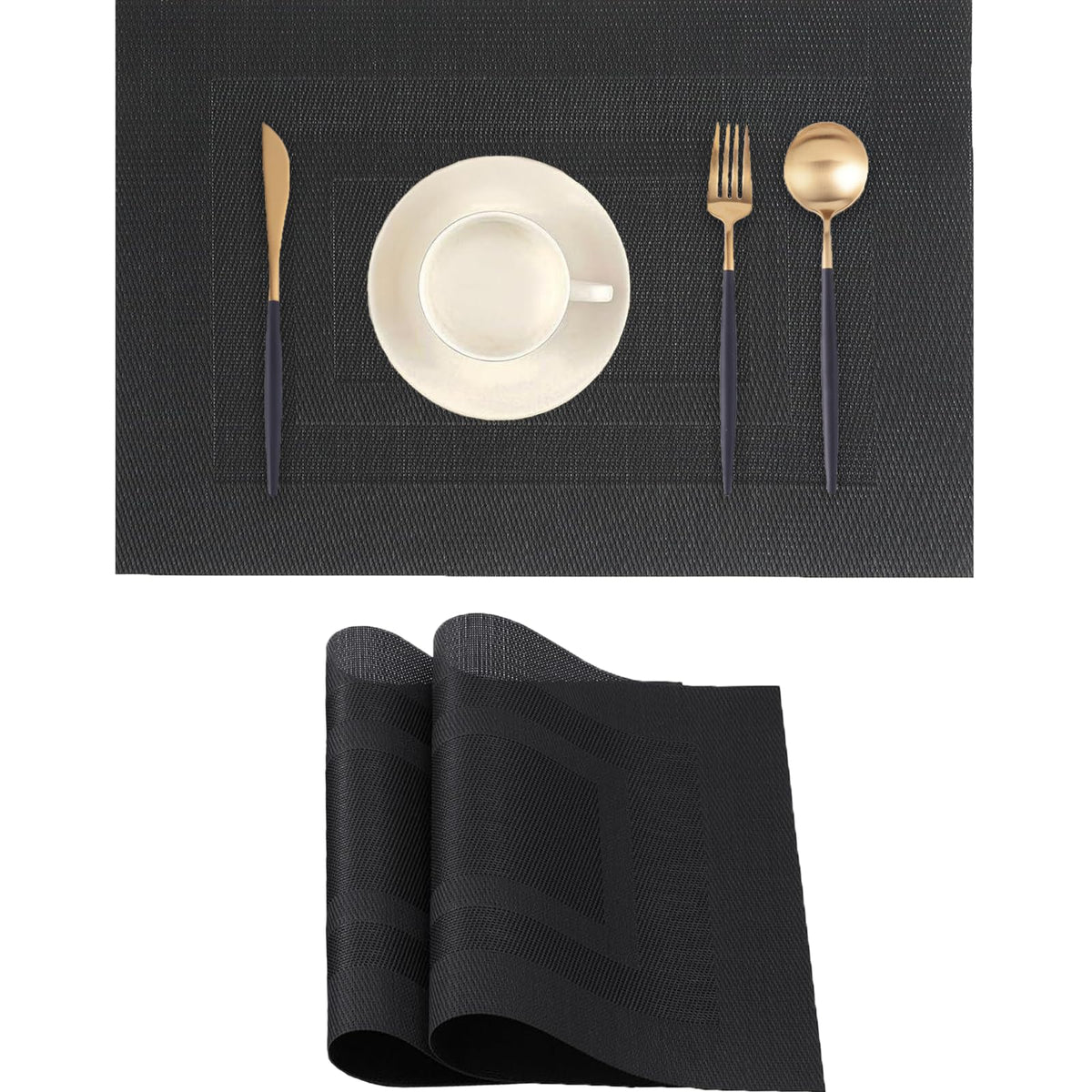 Navy Blue Placemats Set of 2 - Heat-Resistant, Non-Slip Table Mats