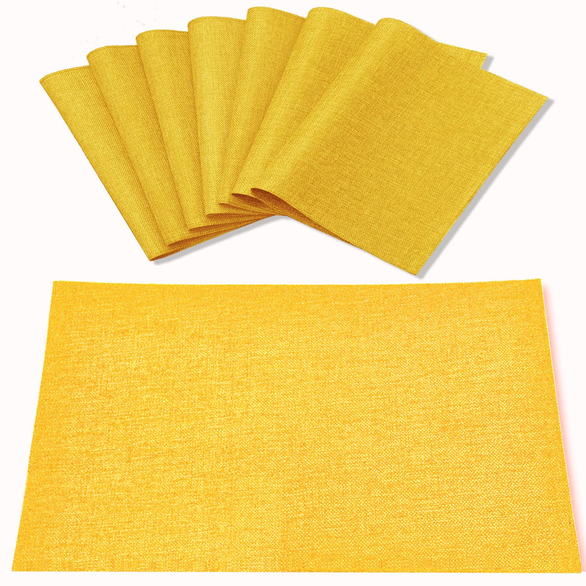 Linen Placemats Set of 8, Machine Washable, Heat Resistant, Wrinkle Free, Thick Polyester Kitchen Place Mats for Dining Table (Orange)