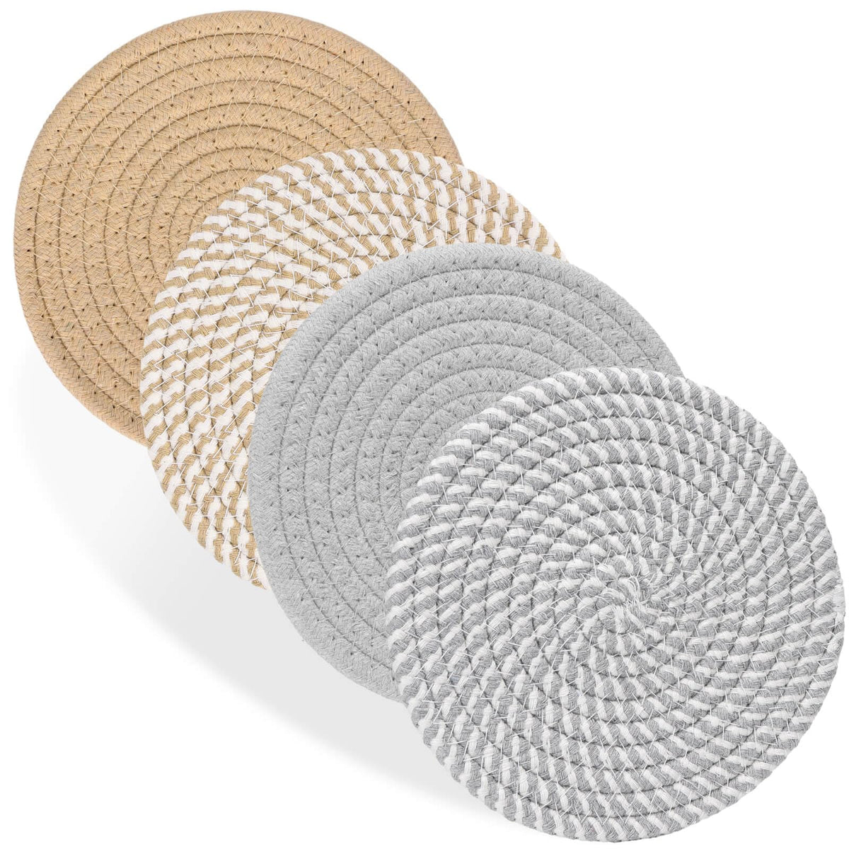 Billbotk 7" Trivets for Dishes, Pots and Pans, 4 Heat Resistant Hot Pads, Pot Holders for Kitchen, Plate Mats for Countertops, Table, Home Essentials, Farmhouse Decor