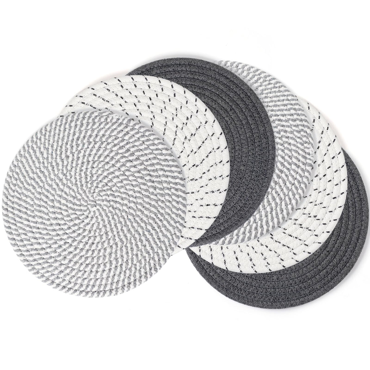 Large Trivets for Hot Dishes, Pots and Pans, Hot Pads 10 Inches 6 Pcs, Pot Holders for Kitchen, Heat Resistant Mats Protect Countertops, Kitchen Essentials Farmhouse Decor (Mix Brown)
