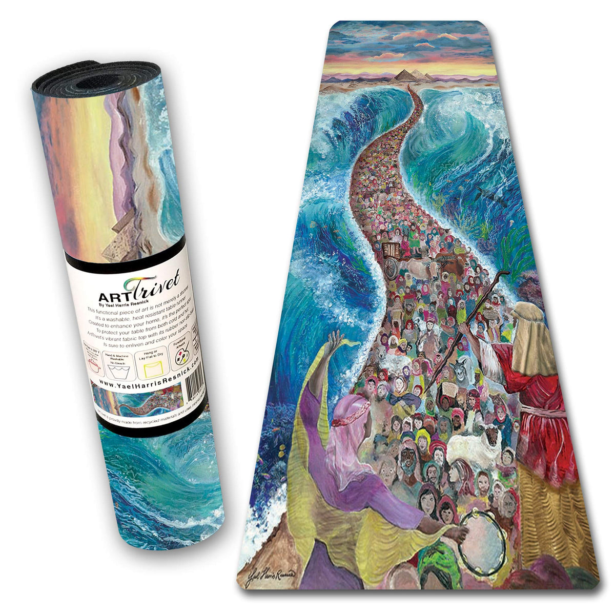 Jerusalem ArtTrivet Heat-Resistant Table Runner and Trivet - Fabric top and Non-Slip Rubber Base (12"x48")