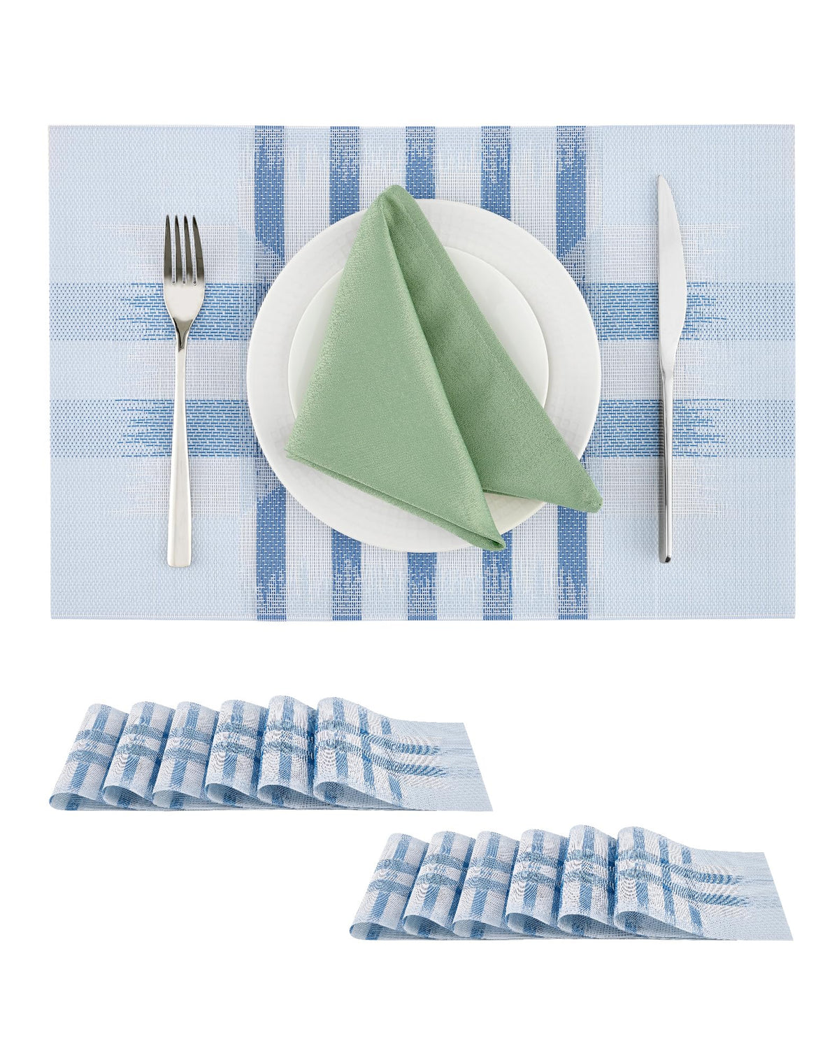 Beige Placemats Set of 8 - Heat-Resistant, Non-Slip Table Mats, Washable Woven Vinyl for Indoor & Outdoor Dining