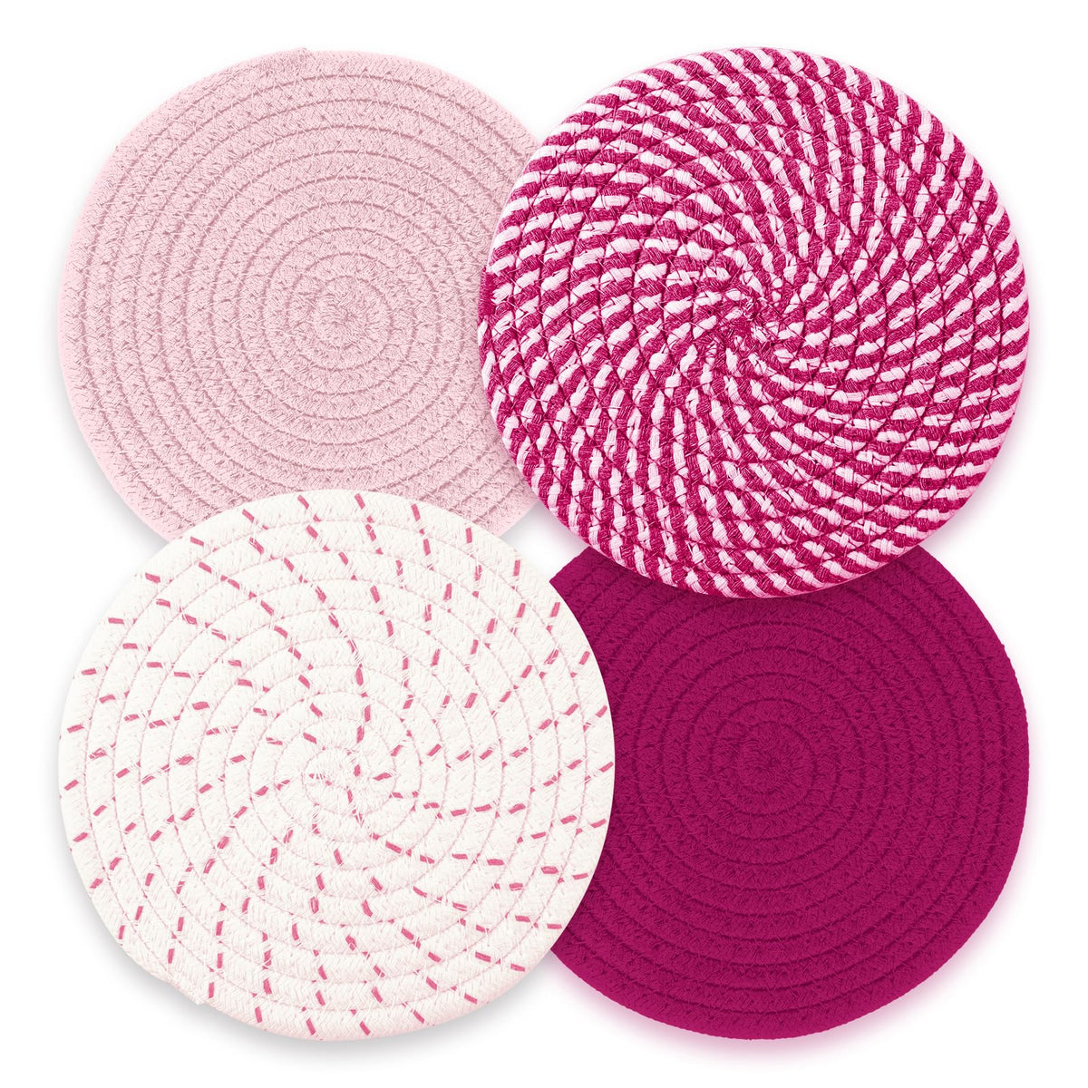 Trivets for Hot Dishes, Hot Pads for Kitchen, 7'' Trivets for Hot Pots and Pans, Pot Holders for Kitchen, Pot Holders Heat Resistant 4-Pcs, Kitchen Essentials for New Home (Brown)