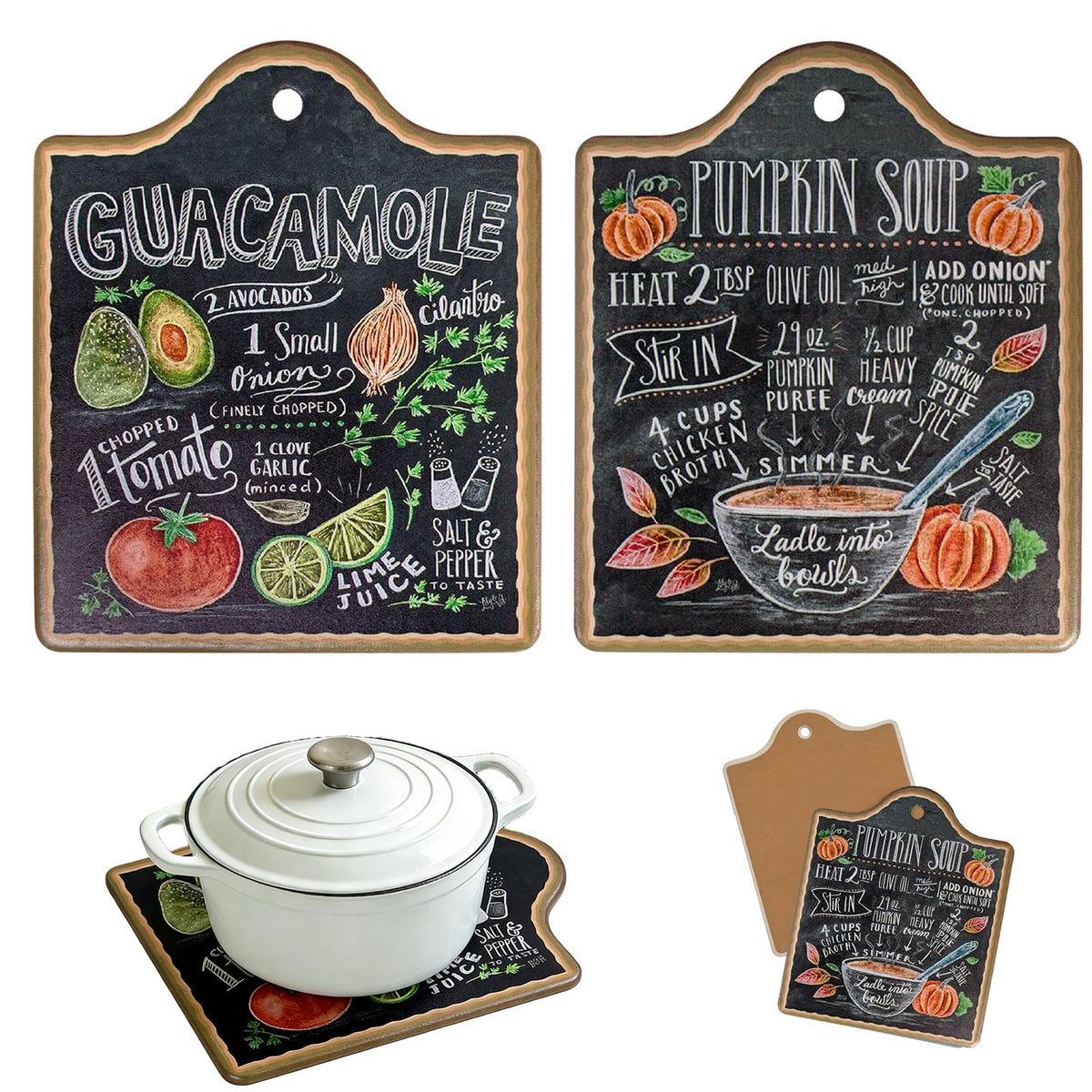Ceramic Trivets for Hot Dishes, Large Trivets for Hot Pots and Pans, Trivets for Quartz Countertops, Hot Pads for Kitchen Gifts (2 Pcs)