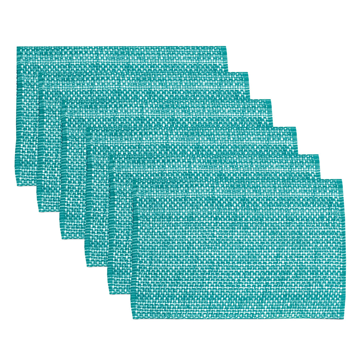 Sweet Home Collection 100% Cotton Placemats for Dining Room Rectangle Two Tone Woven Fabric 13" x 19" Soft Durable Table Mat Set, Set of 6, Dark Blue