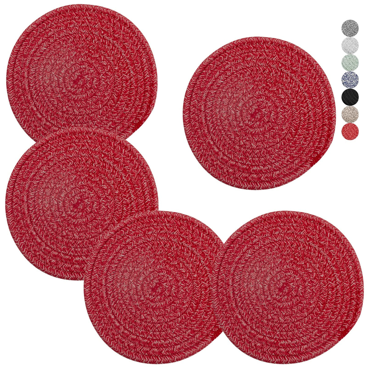 Trivets for Hot Dishes, Pots and Pans, 8 Inches Hot Pads 5 Pcs, Pot Holders for Kitchen, Heat Resistant Mat Protect Counter, Coasters Set Home Essentials Farmhouse Decor (Brown)