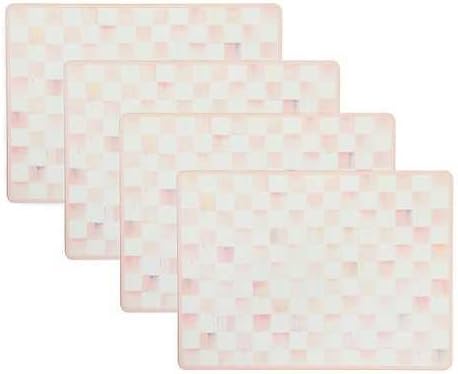 MACKENZIE-CHILDS Cork-Back Placemat Set, Gray-and-White Sterling Check