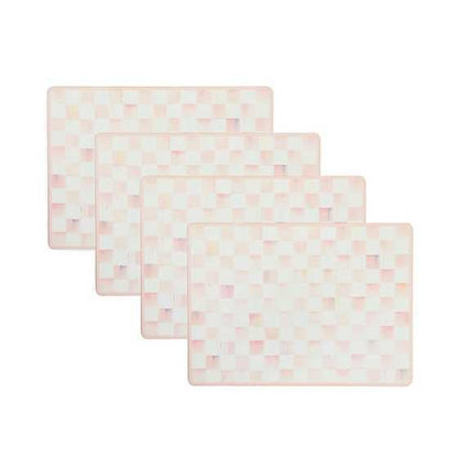 MACKENZIE-CHILDS Cork-Back Placemat Set, Gray-and-White Sterling Check