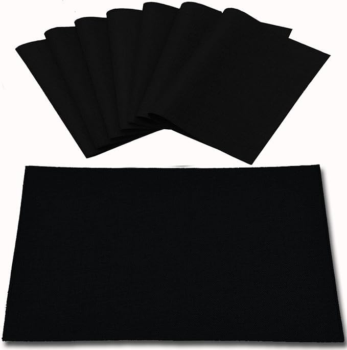 Linen Placemats Set of 8, Machine Washable, Heat Resistant, Wrinkle Free, Thick Polyester Kitchen Place Mats for Dining Table (Orange)