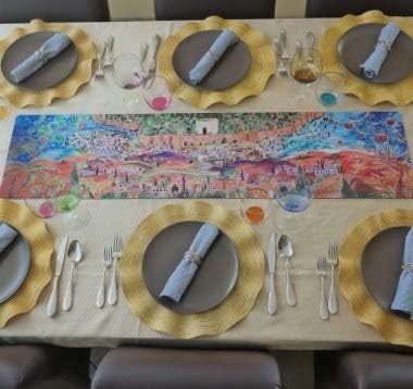 Jerusalem ArtTrivet Heat-Resistant Table Runner and Trivet - Fabric top and Non-Slip Rubber Base (12"x48")
