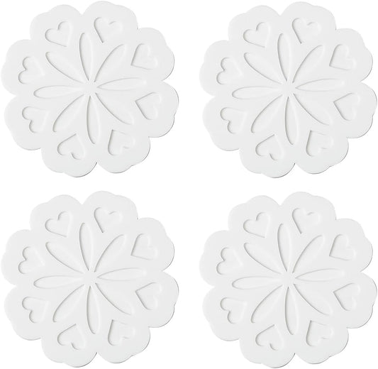Set of 4 Silicone Trivet Mat - Table & Countertop Hot Pads - Non-Slip & Heat Resistant Modern Kitchen Pads for Pots & Pans, White