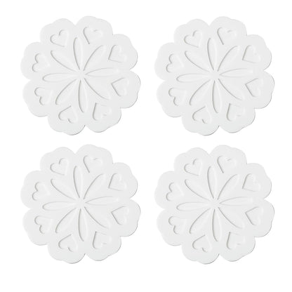 Set of 4 Silicone Trivet Mat - Table & Countertop Hot Pads - Non-Slip & Heat Resistant Modern Kitchen Pads for Pots & Pans, White
