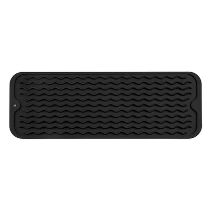 MicoYang Silicone Dish Drying Mat — Quick-Dry Ridges Counter & Sink Pad, Heat-Resistant Trivet to 450°F, Non-Slip & Dishwasher Safe, Roll-Up Storage, 18 Colors & 9 Sizes (Black, 16"×12")