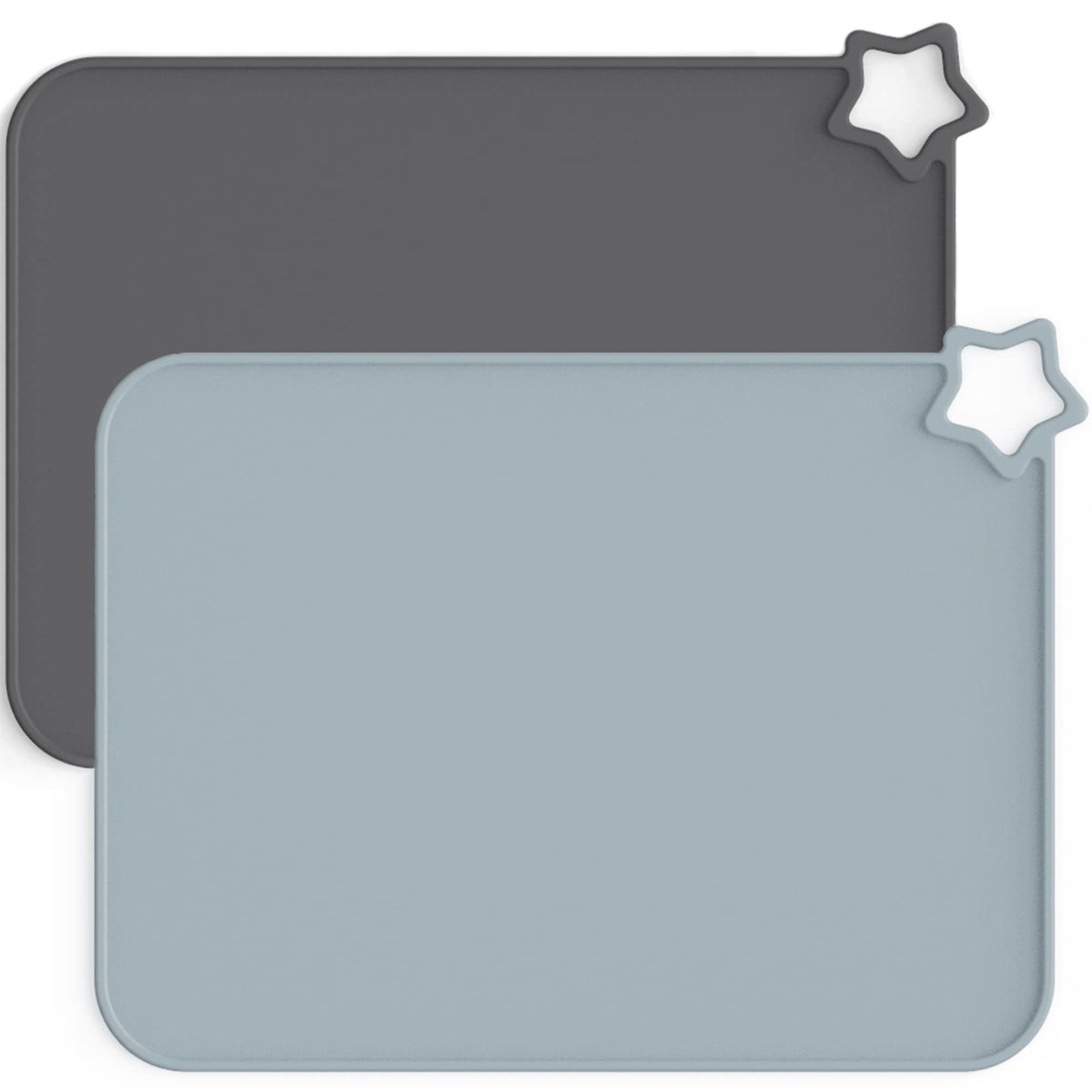 Moonkie Silicone Placemats for Baby & Kid, Stain-Proof Non-Slip Toddler Food Mats Eating Table Mat with 2 Packs