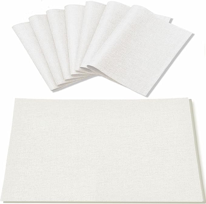 Linen Placemats Set of 8, Machine Washable, Heat Resistant, Wrinkle Free, Thick Polyester Kitchen Place Mats for Dining Table (Orange)