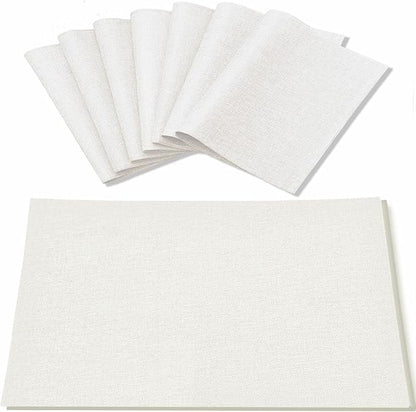 Linen Placemats Set of 8, Machine Washable, Heat Resistant, Wrinkle Free, Thick Polyester Kitchen Place Mats for Dining Table (Orange)