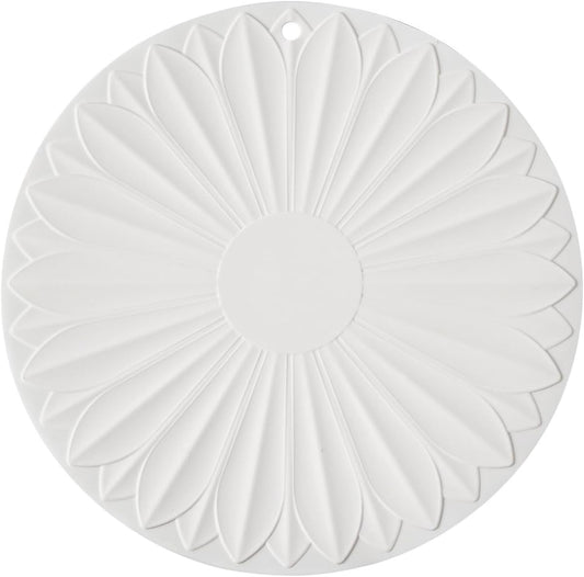 Trivet for Hot Dishes and Pots, 7 Inch Round Silicone, White