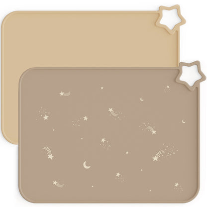 Moonkie Silicone Placemats for Baby & Kid, Stain-Proof Non-Slip Toddler Food Mats Eating Table Mat with 2 Packs