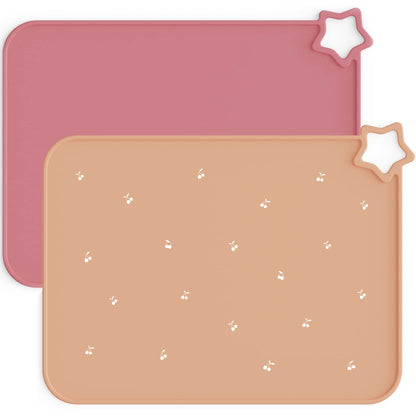 Moonkie Silicone Placemats for Baby & Kid, Stain-Proof Non-Slip Toddler Food Mats Eating Table Mat with 2 Packs