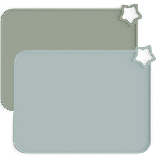 Moonkie Silicone Placemats for Baby & Kid, Stain-Proof Non-Slip Toddler Food Mats Eating Table Mat with 2 Packs