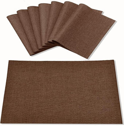 Linen Placemats Set of 8, Machine Washable, Heat Resistant, Wrinkle Free, Thick Polyester Kitchen Place Mats for Dining Table (Orange)