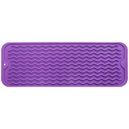MicoYang Silicone Dish Drying Mat — Quick-Dry Ridges Counter & Sink Pad, Heat-Resistant Trivet to 450°F, Non-Slip & Dishwasher Safe, Roll-Up Storage, 18 Colors & 9 Sizes (Black, 16"×12")