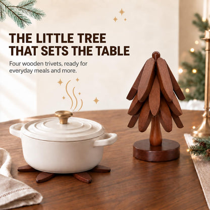 Wooden Tree Coasters, Trivets for Hot Dishes, Wooden Tree Trivet Set