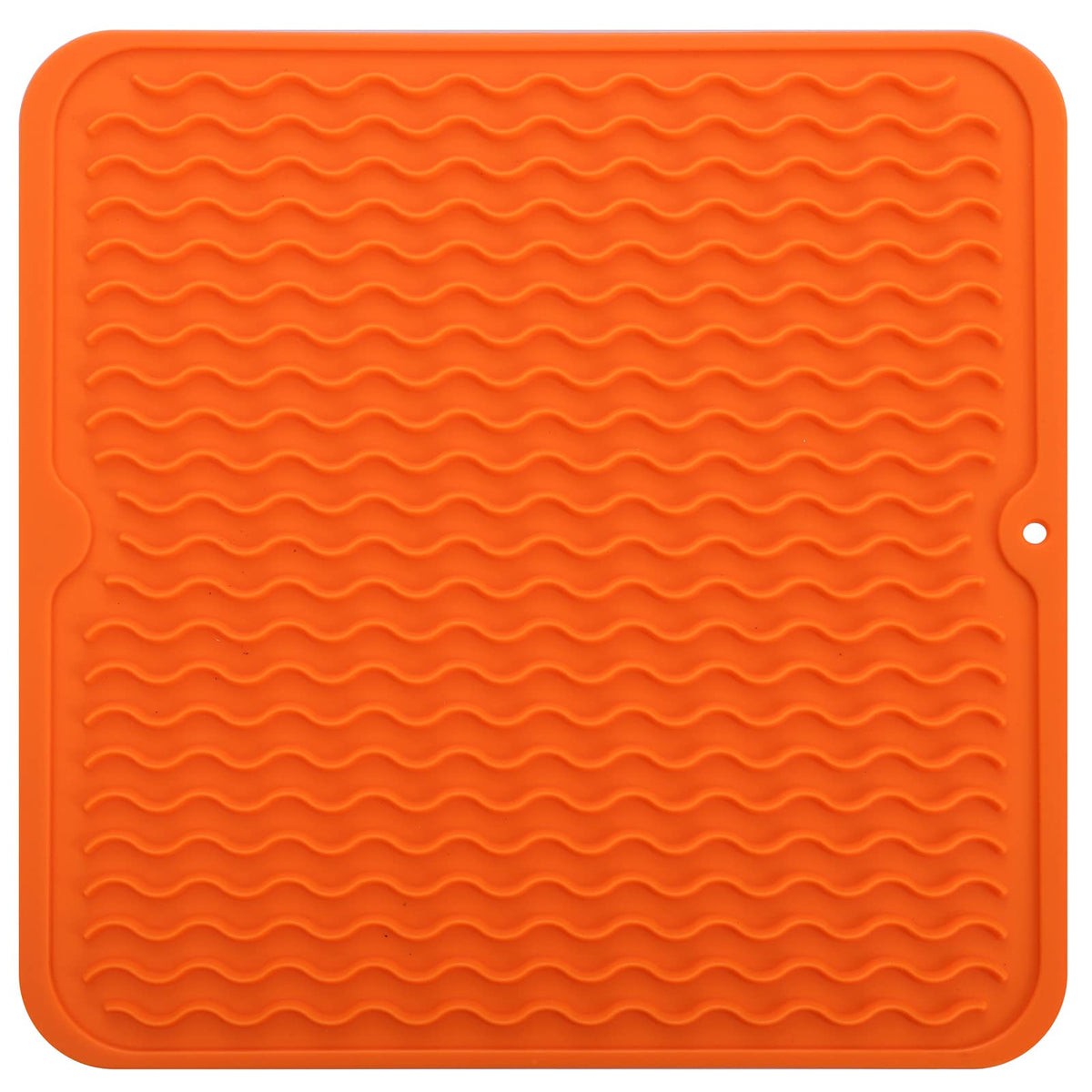 MicoYang Silicone Dish Drying Mat — Quick-Dry Ridges Counter & Sink Pad, Heat-Resistant Trivet to 450°F, Non-Slip & Dishwasher Safe, Roll-Up Storage, 18 Colors & 9 Sizes (Black, 16"×12")