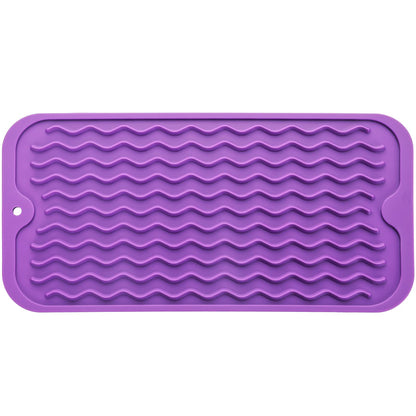 MicoYang Silicone Dish Drying Mat — Quick-Dry Ridges Counter & Sink Pad, Heat-Resistant Trivet to 450°F, Non-Slip & Dishwasher Safe, Roll-Up Storage, 18 Colors & 9 Sizes (Black, 16"×12")