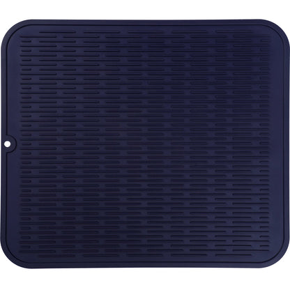 MicoYang Silicone Dish Drying Mat — Quick-Dry Ridges Counter & Sink Pad, Heat-Resistant Trivet to 450°F, Non-Slip & Dishwasher Safe, Roll-Up Storage, 18 Colors & 9 Sizes (Black, 16"×12")