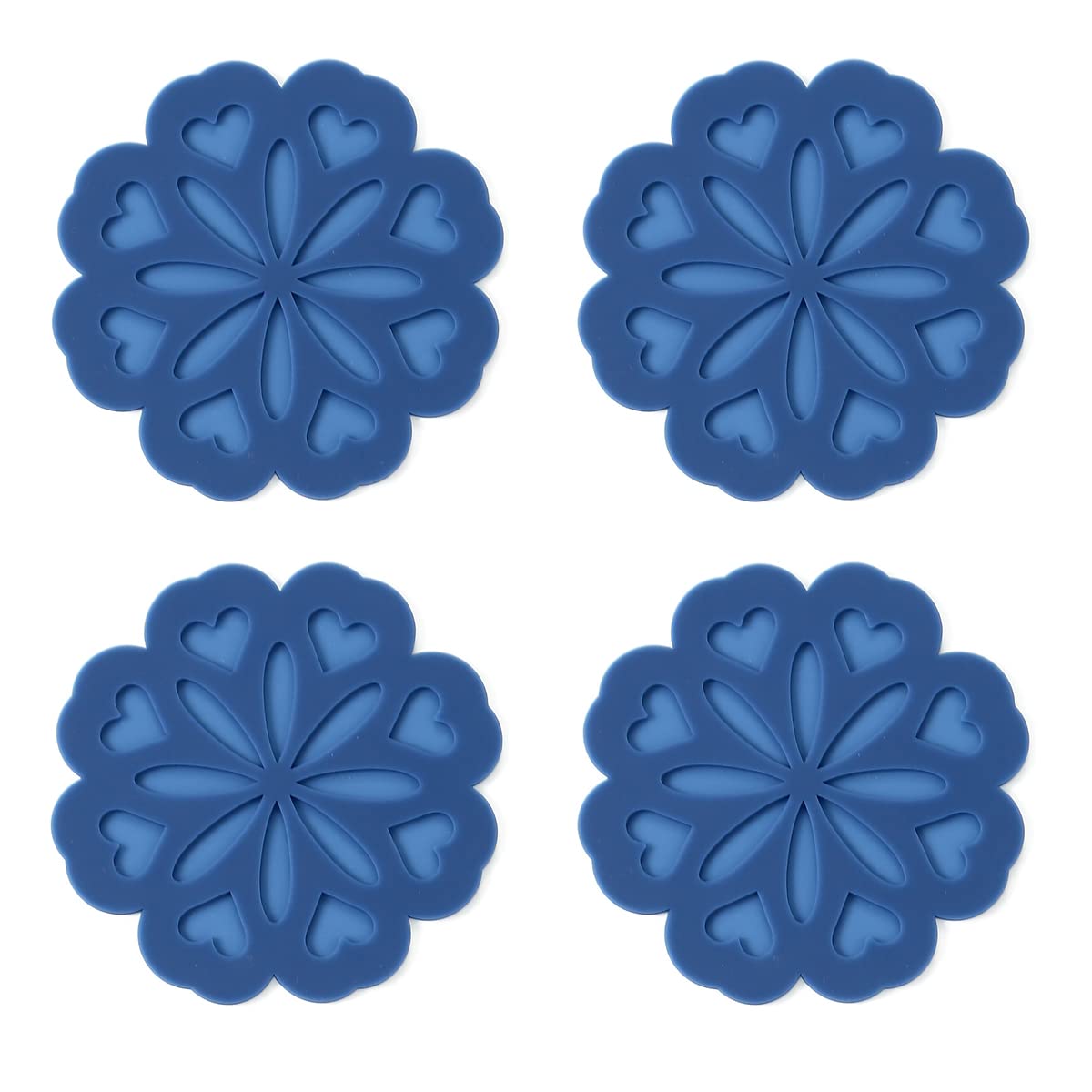 Set of 4 Silicone Trivet Mat - Table & Countertop Hot Pads - Non-Slip & Heat Resistant Modern Kitchen Pads for Pots & Pans, White