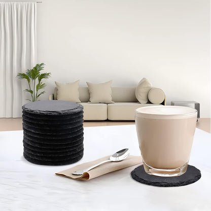 VIBRATITE 24 Pack 4 Inch Round Black Slate Drink Coasters