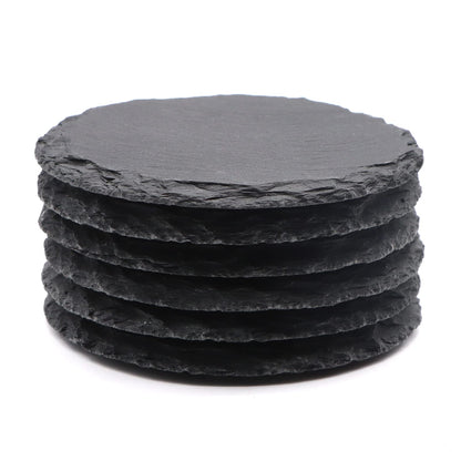 VIBRATITE 24 Pack 4 Inch Round Black Slate Drink Coasters