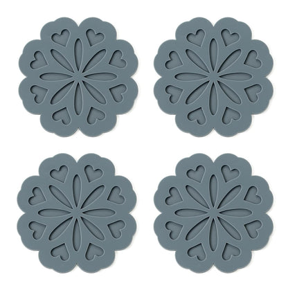 Set of 4 Silicone Trivet Mat - Table & Countertop Hot Pads - Non-Slip & Heat Resistant Modern Kitchen Pads for Pots & Pans, White
