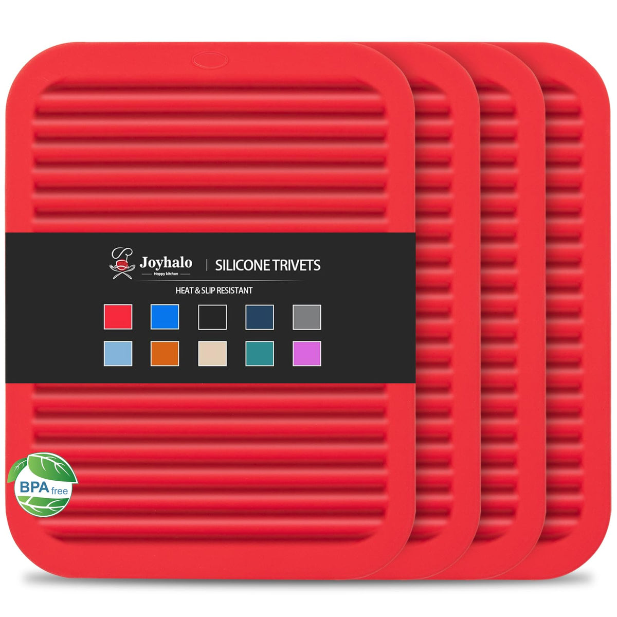 Joyhalo 4 Pack Square Silicone Trivets