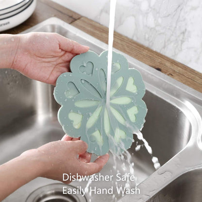 Set of 4 Silicone Trivet Mat - Table & Countertop Hot Pads - Non-Slip & Heat Resistant Modern Kitchen Pads for Pots & Pans, White