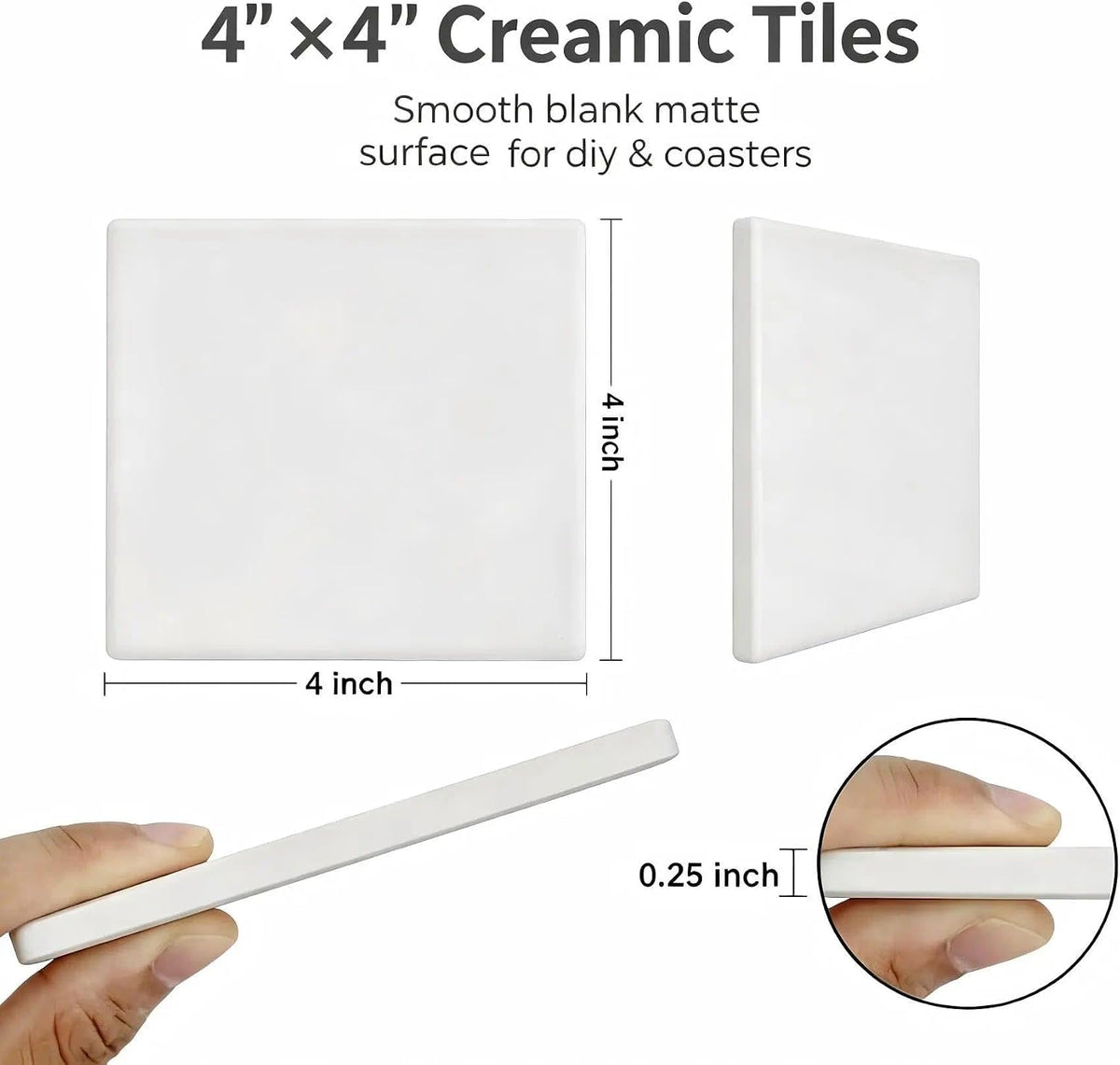 12 Pack 4 in Unglazed Ceramic Coasters with Corks Backing for Art Crafts
